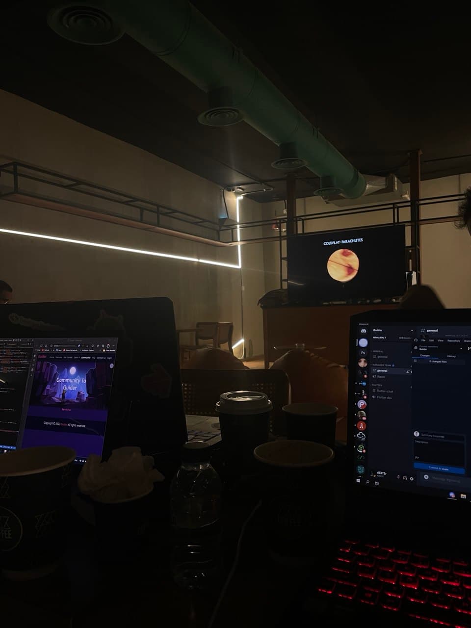 Working on my laptop at 966 Coffee Bar with my friends