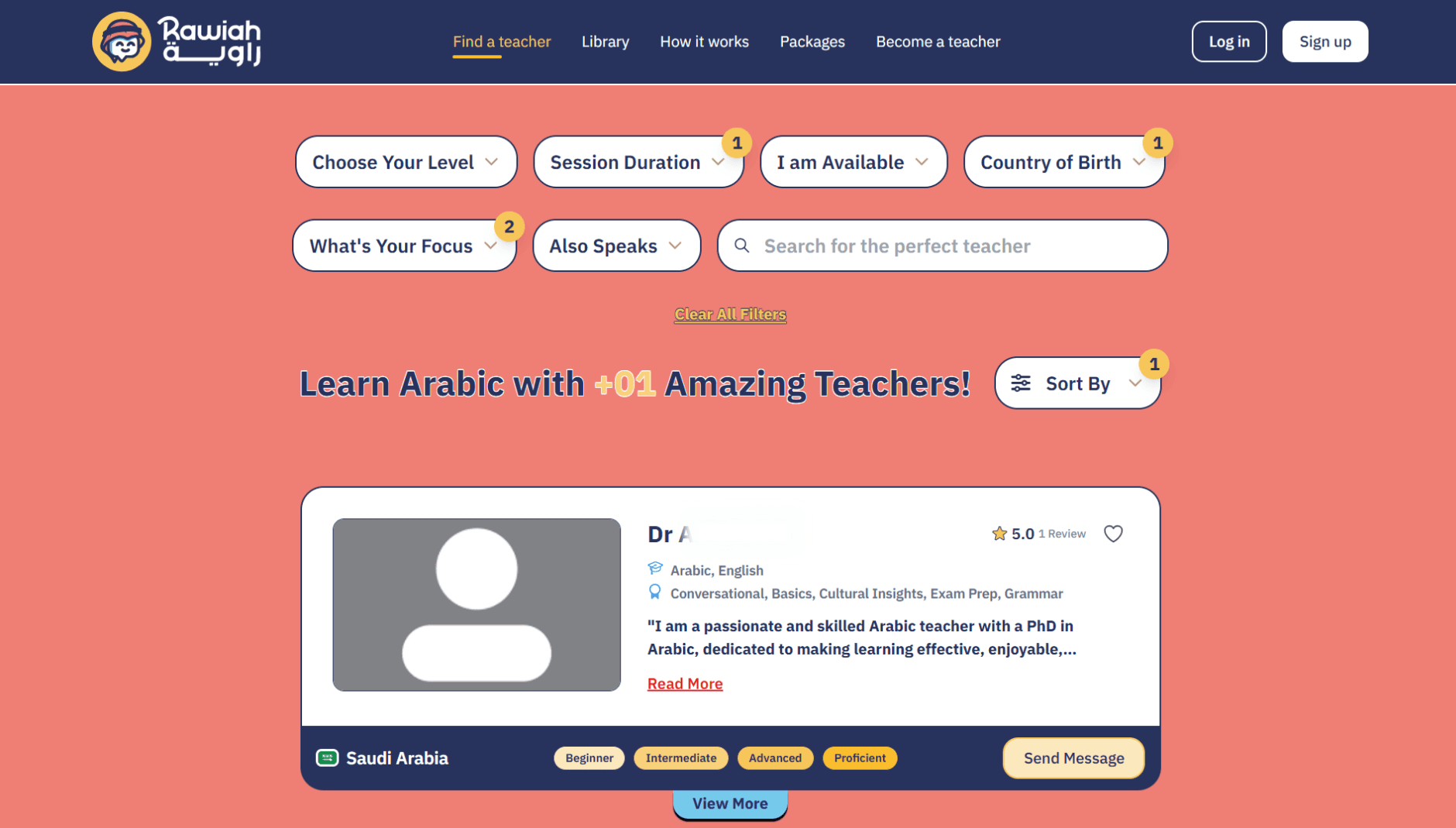 Rawiah - 1:1 Arabic Tutoring Sessions Platform.